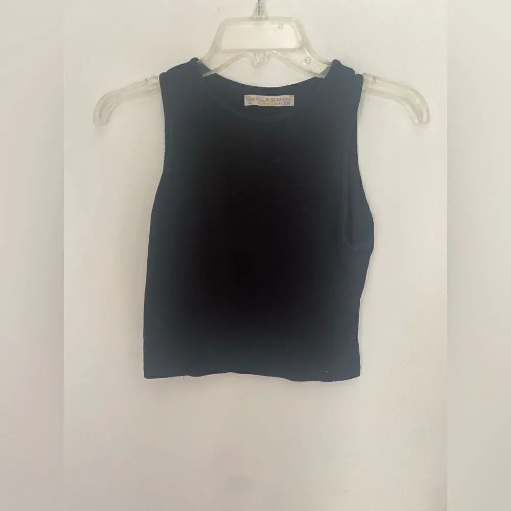 Pull & Bear Black Crop Tank Top Euro Medium